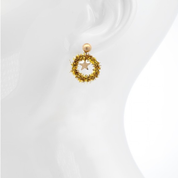 NWT! Star Circle Green Blue Dangle Quality Boutique Hoop Lightweight Earrings - Picture 4 of 8